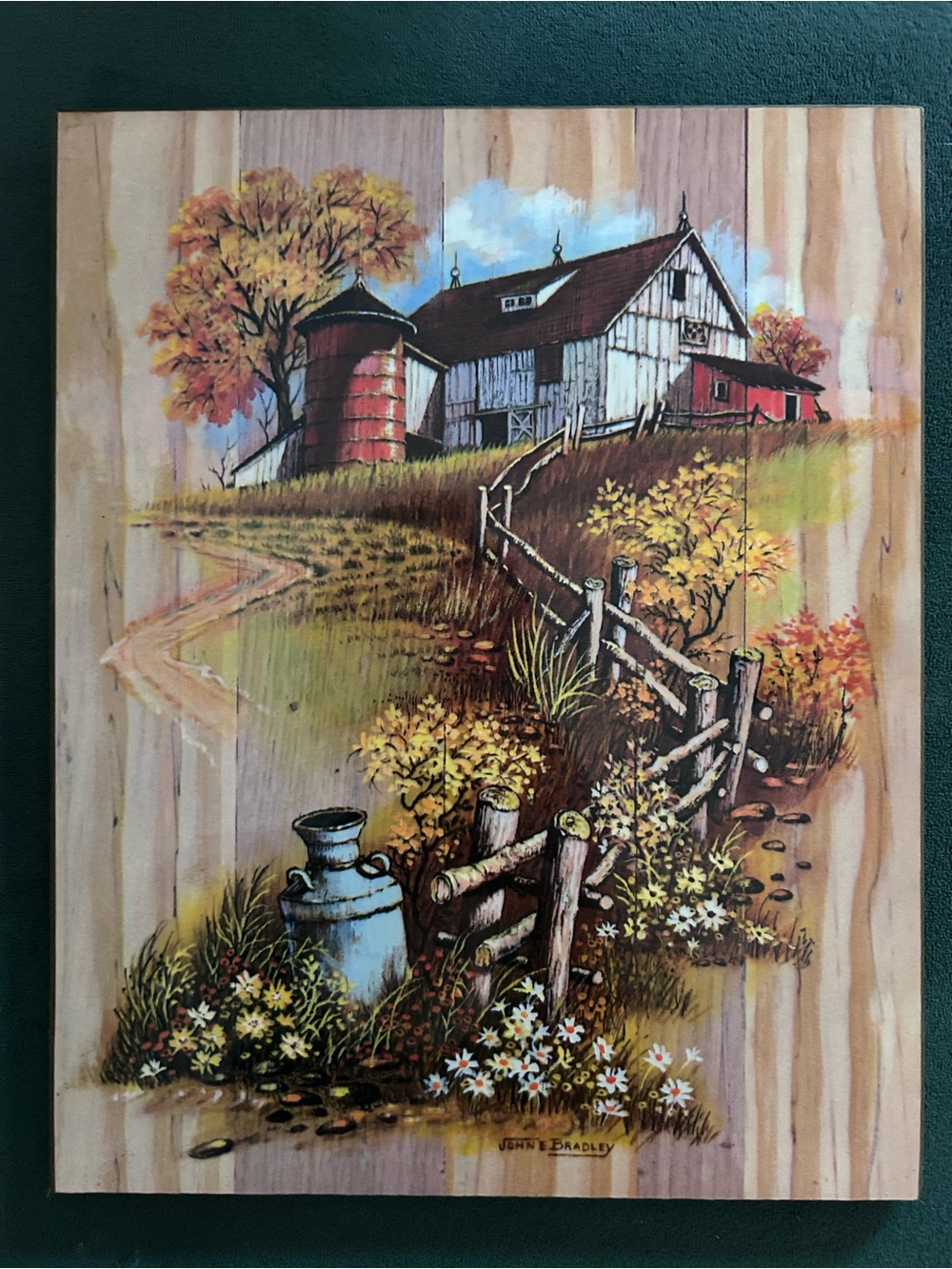 Rustic Autumn Barn Scene Canvas Wall Art - Multicolor